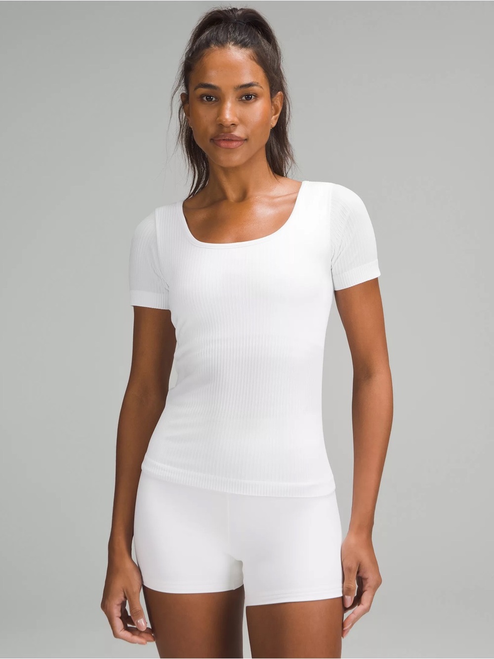 Lululemon White Ebb to Street Short Sleeve Shirt